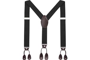 WELROG Uomo Elastica giarrettiere Regolabile Bretelle - Y indietro con bottoni in pelle e Strap by