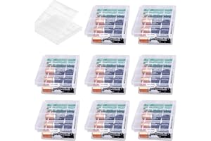 WSHUAYEE 9 PCS AA/AAA Cell Battery Storage Cases, Hard Plastic Batteries Storage Boxes for AA/AAA Cells and Rechargeable Batteries, Clear Cells Holder (Hyaline)