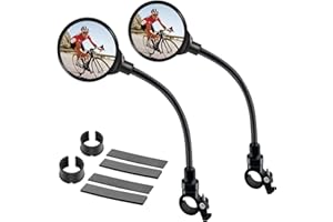 Hovineumoo 2 Pezzi Specchietto Bicicletta, 360° Ruotabile a Tubo Lungo Specchietto Retrovisore Grandangolare, Specchio per Bici Universale Sinistro e Destro per E-Bike, Bici Da Corsa, Escooer