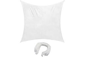 jarolift Sonnensegel Quadrat, Wasserdicht, Sonnenschutz Sichtschutz für Terrasse Garten Balkon, Polyestergewebe, 500 x 500 cm, Cremeweiß