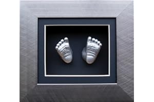 Anika-Baby BabyRice 6 x 5inch Baby Casting Kit with Brushed Pewter 3D Effect Box Display Frame (Metallic Silver)