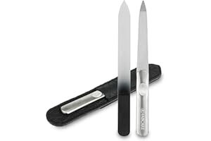 FABCARE Set de limas de uñas con funda incluida (2 piezas) - Lima de cristal de dos caras y lima de metal profesional para cuidado de uñas - Accesorio esencial para manicura y pedicura - Nail File Set