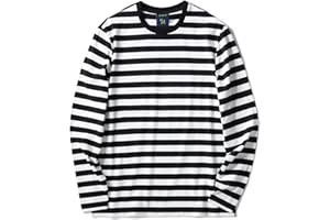 ZENGJO Mens Striped Long Sleeve T Shirt