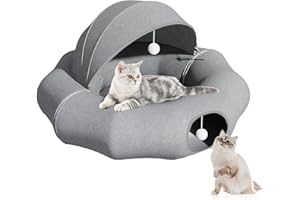 TEELORAY Road Katzentunnel, Katzentunnel Rund mit Schlafplatz, Donut Kreisform Katzentunnels & Katzenbett Rascheltunnel für Katzen Multifunktional Katzenspielzeug für Katze Durchmesser 90cm