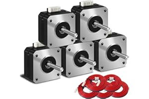 iMetrx Nema 17 Motor paso a paso 42 x 23 mm Pancake Motor 1.5 A-3.8 V 2 fases 4 cables 1,8 grados con cable de 1 metro para motores de impresora 3D, 5 unidades