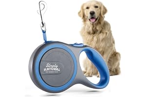SIMPLYNATURAL NATURAL PET FOOD Strong Retractable Dog Lead, 3m Long Extendable Dog Lead, No-Tangle Dog Leash, Dog Leads for Small Dogs/Medium Dogs, Soft-Grip, Anti-Slip Brake, Anti-Twist Extending Dog Lead