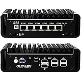 Glovary Firewall Mini PC Quad Core N100, DDR5 8GB RAM 128GB NVMe SSD, 6 x 2.5GbE i226V LAN Fanless Computer Hardware, Micro R
