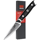SHAN ZU Damascus Fruit Knife, 9.5 cm Paring Knife | 67 Layers Japanese Steel, Material Handle G10 - PRO Series