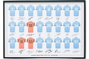 FOOTBALL PRINT SHOP Manchester City FC Signed 2024-25 Team Poster Print Autographed By Full Squad, Manchester City Gifts A3 Print Only