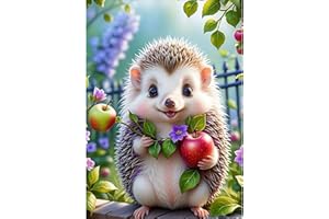 CEOVR Animales Diamond Painting Kit Completo Cuadros Diamantes ​5D,Pintura Diamante 5D 30x40 cm,Erizo Pintura de Diamantes,Flores Diamond Painting Kit para Adultos