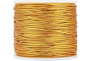 PH PandaHall 50m Cordino Elastico Oro 2mm Filo per Braccialetti, Cordoncini Elastici Metallici per Bracciali Scintillante Confezioni Regalo Natale Gioielli Artigianato Fai Da Te