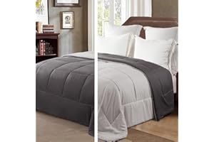 ‎EXCLUSIVO MEZCLA Exclusivo Mezcla Bettdecke 4-Jahreszeiten Steppdecke in 155 x 220 cm, Warme und Leichte Schlafdecke ohne Bezug, Grau