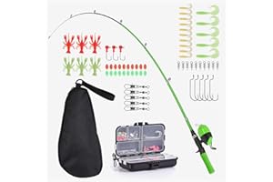 LEOFISHING Canne à pêche télescopique Portable de 150 cm et Moulinet pour Enfants, garçons et Filles, Bleu grenn