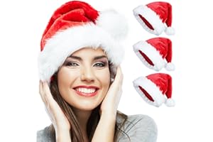 ZZQVIP - 3 Piezas Gorros para Navidad Sombrero,Rojo Gorro de Papá Noel de Felpa 33 * 42cm, Disfraces Clásicos para Adultos y Niños - Navidad, Cosplay, Fiestas y Días Festivos