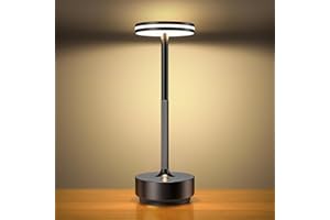 Hapfish lampe de table sans fil a batterie rechargeable, 5000mAh lumiere bureau LED tactile puissante pile usb, 3 températures de couleur, pour chevet, camping, restaurant, interieur/exterieur, IP54