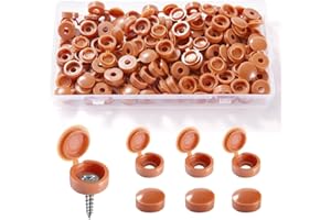 YIXISI 100 Pezzi Tappi Coprivite Incernierato in Plastica, Tappi a Vite Piega per Numero 6/8 Viti, Ripiegabile Coprivite per Mobili, Marrone