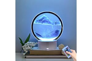 sunnymi Life 3D Moving Sand Art, 7.87in 360° Rotating Hourglass Decoration, Creative Art Sand Art Liquid Motion Living Room Bedroom Table Lamp Decoration, Gift for Friends Colleagues Lovers