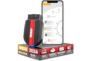 ANCEL BD200 OBD2 Bluetooth 5.0 skaner, czytnik kodów i aplikacja dla iPhone iOS Android, narzędzie do diagnostyki samochodowej, adapter OBDII, do kontrolki silnika, testu baterii, testu wydajności,