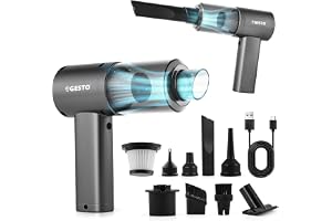 Gesto 3-in-1 Portable Car Vacuum Cleaner, Air Duster & Inflator | 70W High Power, 12000Pa Brushless Motor, 4000mAh Type-C Rechargeable Cordless Handheld Vacuum with Multi Nozzle for Car,Office,Home