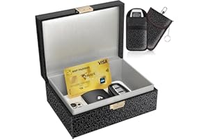 Samfolk Faraday Box for Car Keys with Faraday Pouch 2 Pack, RFID Signal Blocking for Keyless Entry Car Security, Car Key Fob Safe Anti Theft Protector -S