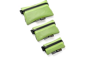 TACTICAL GEEK Storage A5 Juego de Bolsas de Malla de 3 Piezas Bolsas auxiliares Transparentes, Bolsa Cremallera, Bolsa para Documentos en PVC,Organizador EDC, Monedas EDC, Bolsa Molle, Verde Lima