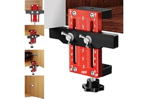 YTUGIL Posicionador de instalación de puerta de armario de aleación de aluminio, herramienta de plantilla ajustable para puerta de armario con abrazadera para fijar, alinear y montar puertas de gabinete,