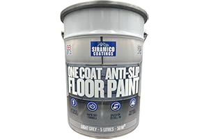 SIRAMICO COATINGS One Coat Anti-Slip Floor Paint | 5 Litres | 5 Modern Colours I Waterbased, Quick Drying Formula | White, Black, Greys (Light Grey, 5 Liters)