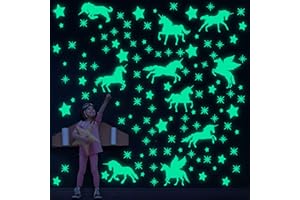 SINEKONG Leuchtsterne Wandtattoo Einhorn Kinderzimmer Mädchen Leuchtsticker Einhorn Leuchtsterne Selbstklebend Wandsticker Sternenhimmel Leuchtaufkleber Aufkleber Babyzimmer Deko Geschenke für Mädchen Jungen