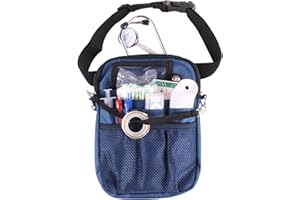 JACKFRU Enfermera Enfermería Cintura Bolsa, Riñonera para plumas, Estetoscopio, Termómetro, Tijeras, Cinturón Ajustable Bolsa de Herramientas Médicas (Azul)