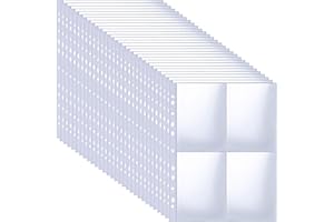 BRIOTA 30 Pieces A6 Photo Sleeves for A4 2/3/4 Ring Binder, 4 Pockets Double Sided A4 Plastic Sleeves, Top Loading Postcard Sleeves (Each Pocket 10.5x15.2cm)