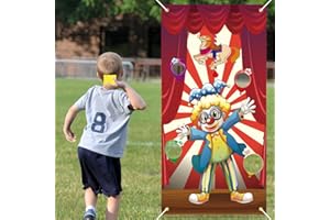 SIPHUS Giochi all'aperto per Bambini, Giochi di Lancio con Striscione Clown del Circo e 3 Sacchi di Fagioli, Giocattoli Bambini per Feste di Compleanno, Carnevale, Giochi per Interni, Esterni, Giardino