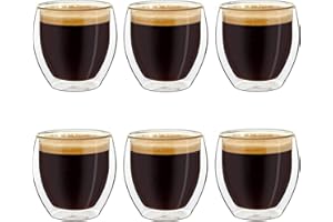 Creano Vasos espresso de doble pared, 100 ml, tazas moka, vasos térmicos con efecto flotante Set 16: 6x 100ml 6 piezas (paquete de 1)