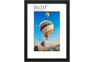 LVAOUO 8x10 Picture Frames, Wooden 8x10in Photo Frame 20.3x25.4 cm, Versatile 8x10 Frame Black, Display, Landscape or Portrait Orientation-with Plexiglass and Stand, Wall-Mount & Desk