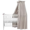 Balbina 100% Cotton Canopy Set for Cot - Decorative Bed Curtain With Ruffle & Bow, Mosquito Net for Baby Room, Opaque, Without Pole, 240 x 165 cm, Light Brown