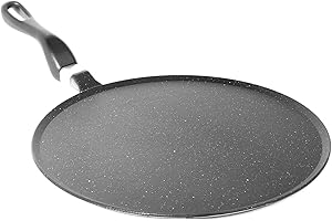 NAMAI - Padella Antiaderente 32 CM, Adatta alla Lavastoviglie, Alluminio Pressofuso, Pietra, Pentola Per Crepes, No Induzione, Made In Italy