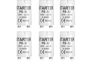 MEUKCEZ 6 Pcs FSU Starter 4-65w 220v-240v, Starter for Fluorescent Light Tube with Condenser, Compatible with T8/T12 Lamps, Safe & Long Lasting for LED & Fluorescent Lighting in Homes & Offices Eco Friendly