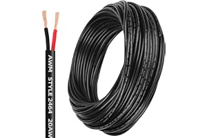 joonnair 10 m 20 AWG 2 x 0,5 mm² 2-trådskabel, 5 V/12 V/24 V/300 V svart förtennad kopparkabel, låg impedans elektrisk tråd f