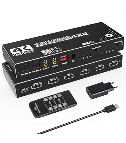 3x2 Switch Conmutador HDMI 4x2 FeinTech 4K HDR Extractor De