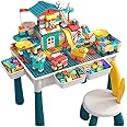 Dreamons link Kids Multi-Functional Educational Block Table and 1 Chair Set – Kids Multi Activity Building Block Table with Storage; kids study table and chair