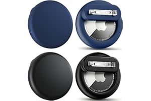 BOTTLE BEAT Hidden AirTag Holder Case for Kids with invisible Safety Pin [4 Pack]. Anti Lost Secure Air Tag Tracker Cover for Children, Elderly, Pets, Clothing, Luggage. Protective AirTags Accessory (Black/Blue)