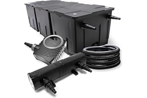 Kit de Filtration avec Bio Filtre 90000l, UVC Stérilisateur 24W, 80W Pompe et 25m Tuyau