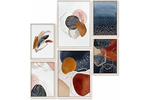 Heimlich - Set poster - 2 di A3 / 30x42 cm + 4 di A4 / 21x30 cm - Poster Premium - Stampe senza cornice - Stile moderno - Acquerello astratto Oro I