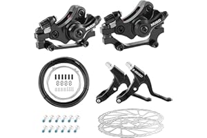 Trkimal Bicycle Disc Brake Kit Front Rear Caliper Brake Disc Set 160mm Rotor, Brake Handles Brake Cables Brake Levers Cable Kit for For Mountain Road Bike, Riding Bicycle (160mm Brake Sets)
