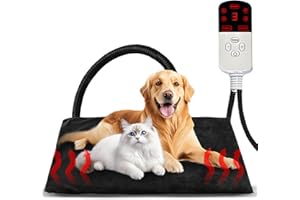 Hillylolly Cuscino riscaldante per animali domestici, 70 × 50 cm, per cani, per animali domestici, per gatti, temporizzazione e temperatura regolabili