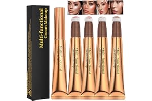 PETANSY 4Pcs Contour Schönheit Zauberstab Schimmer Liquid Gesicht Highlighter Stick Creme Liquid Blush Gesicht Concealer Contouring mit Kissen Applikator