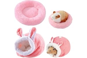 BSITSSS 2 PCS Maison pour Cochon d'Inde, Épaissir MaisonCochonD'inde Couleur Unie, Lit Cochon d'Inde Lsoler Rose, Accessoire pour CochonD'inde, Animaux Couchages Hiver Cabane pour Chinchillas
