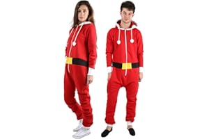 MALAIKA ® Unisex Mens & Womens Festive Red Santa and Green Elf Novelty Christmas Ladies Onesie Jumpsuit Plus Sizes Small to 4XL