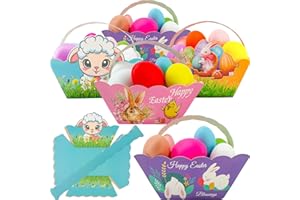 BOOSHMall 12 Stück Osterkörbchen, Osterkorb kinder mit henkel, Papier Osterkörbe zum Befüllen, Ostergeschenke für Kinder, DIY Osterdeko