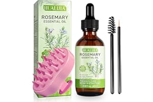 HUALIJIA Huile de Romarin pour Cheveux avec Cheveux Brosse Massage, 100% Pure Rosemary Oil 60ml - Stimule la Croissance des Cheveux, Nourrir le Cuir Chevelu e Renforcer les Cheveux