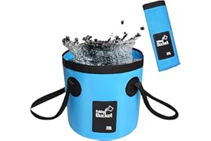 MUJILUXE Faltbarer Eimer, ultraleichter Outdoor-Spülbecken-Angeleimer, 20 l tragbarer Camping-Eimer mit Griff, faltbarer Eimer zum Angeln, Wandern, Camping, Autowaschen usw.（blau 20L）